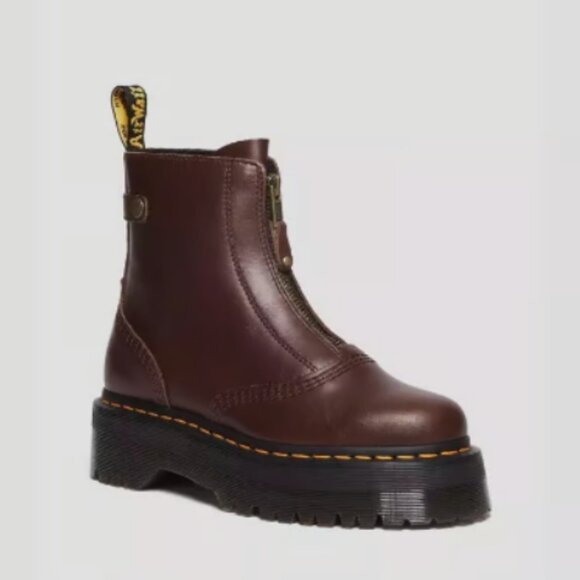 DR. MARTENS JETTA ZIPPED SENDAL LEATHER PLATFORM BOOTS in Dark Brown MSRP$250 - Picture 9 of 16